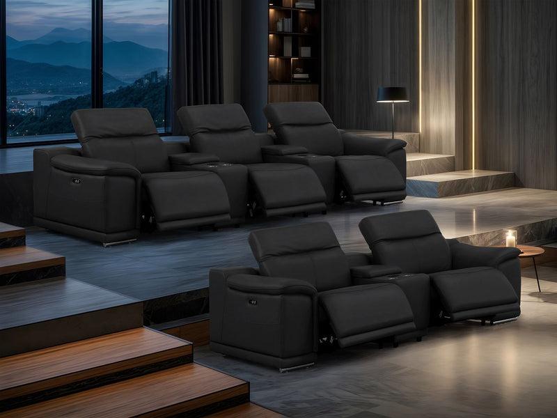 2679 - Power Reclining Sofa And Loveseat In Genuine Leather (5 Recliners With Power Headrests & 3 Consoles) - R&R Furniture Gallery (Fountain Valley, CA)