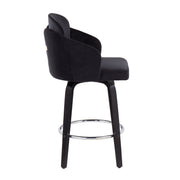 Pair of Lumi Source Dahlia contemporary counter stools with round footrests, featuring sleek modern design and upholstered seats.
