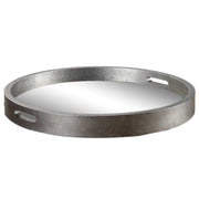 Silver Bechet round tray by Uttermost, elegant metal tray with a polished finish, perfect for serving or decorative display.