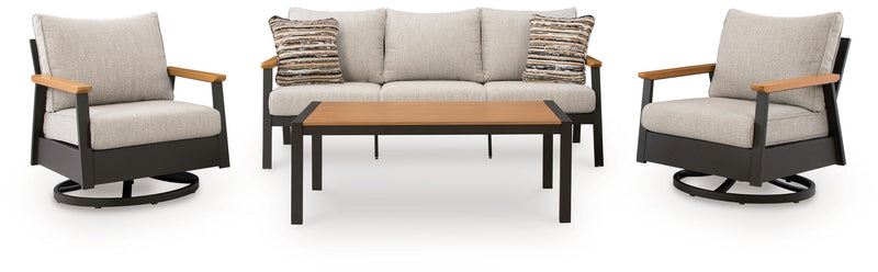 Carmel Highlands - Sofa, Chairs, Table Set (Set of 4) - Dark Brown - R&R Furniture Gallery (Fountain Valley, CA)