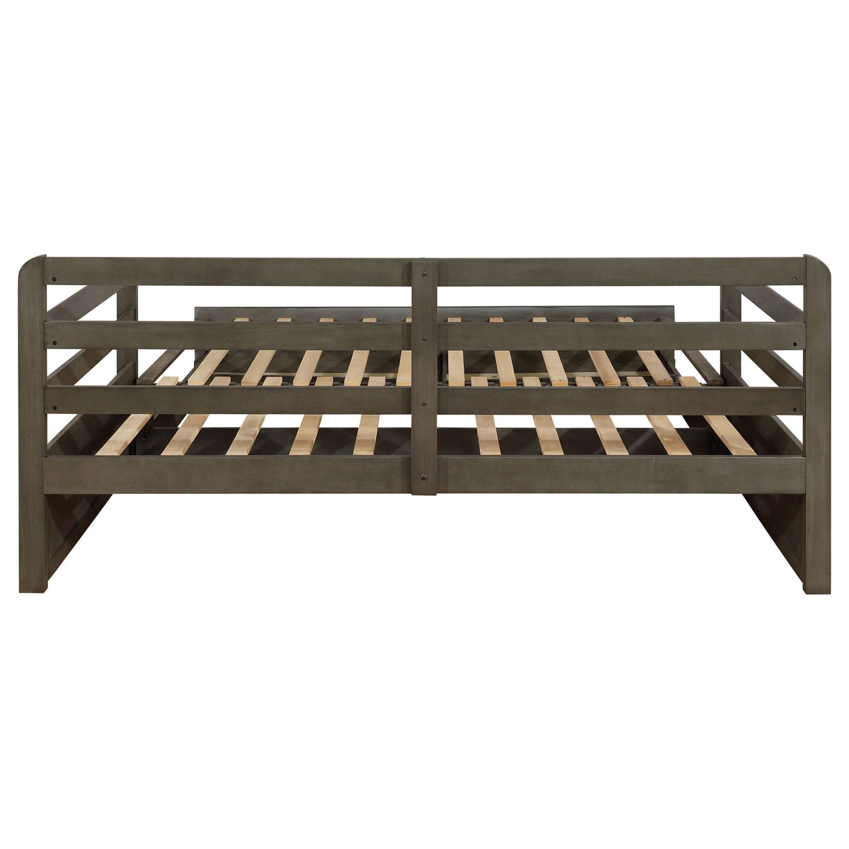 Twin Long 2 Drawer Daybed With Extendable Trundle, Storage Drawers, Fits Standard Mattress - Gray