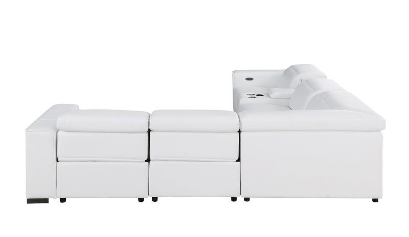 1208 - 6-Piece L-Shaped Leather Reclining Sectional With 3 Power Recliners