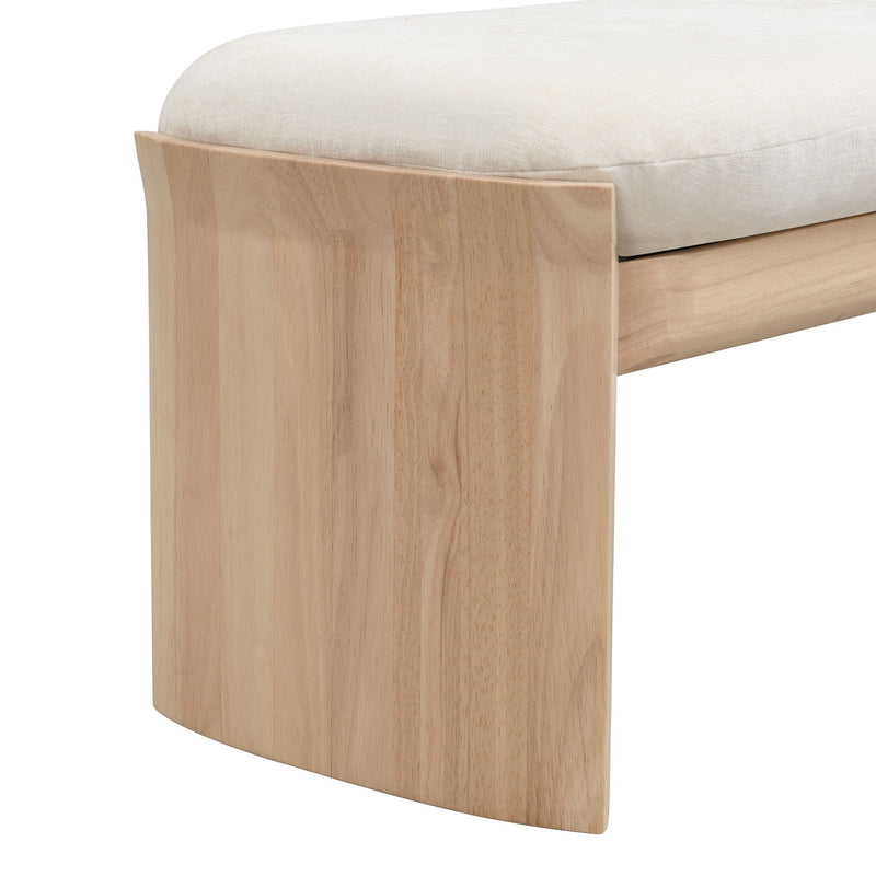 Footstool With Soft Cushion For Living Room - Beige / Natural - R&R Furniture Gallery (Fountain Valley, CA)