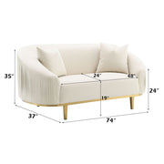 Martina - Loveseat With 2 Pillows - Ivory Velvet - R&R Furniture Gallery (Fountain Valley, CA)