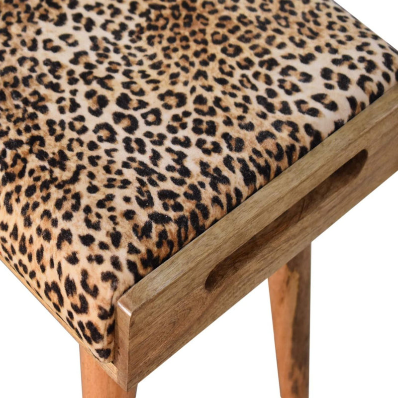 Leopard Tray Style Footstool - Brown Oak - R&R Furniture Gallery (Fountain Valley, CA)