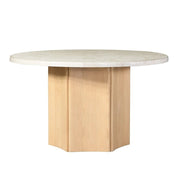 Adalynn - Round Dining Table With Marble Top - White & Weathered Gray Oak - R&R Furniture Gallery (Fountain Valley, CA)