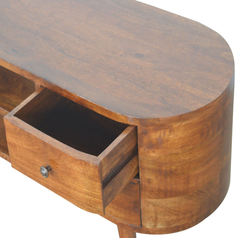 Solid Wood Rounded Entertainment Unit - R&R Furniture Gallery (Fountain Valley, CA)