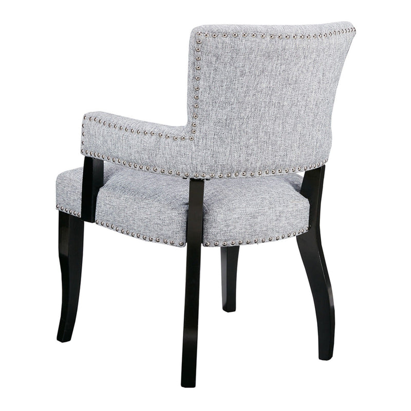 Elegant Arm Dining Chair With Brass Nail Head Detailing - R&R Furniture Gallery (Fountain Valley, CA)