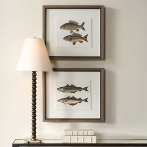 The Catch - Framed Fish Prints (Set of 2) - Black / Brown / Gray / Green / Orange / Woodtone