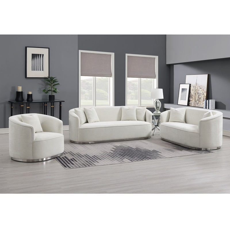 Odette - Loveseat With 2 Pillows - Beige Chenille - R&R Furniture Gallery (Fountain Valley, CA)