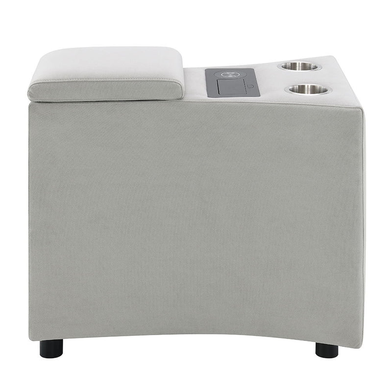 Emee - Console With USB - Gray Corduroy - R&R Furniture Gallery (Fountain Valley, CA)