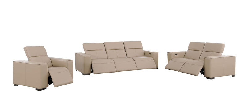 1208 - Leather Reclining Set (Sofa, Loveseat & Chair With 6 Power Recliners)