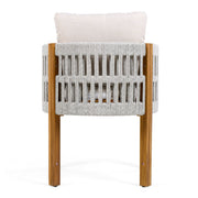 Set of two Noble House outdoor dining chairs with woven rope handles and sturdy frames, perfect for patio or garden seating.