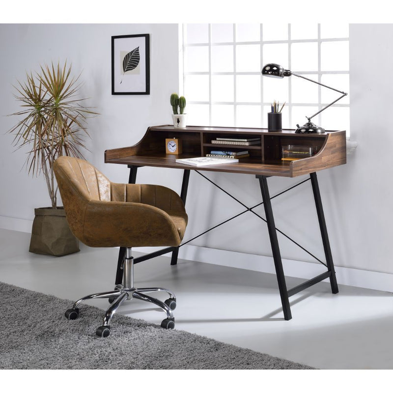 Sange - Writing Desk With USB - Walnut & Black - R&R Furniture Gallery (Fountain Valley, CA)