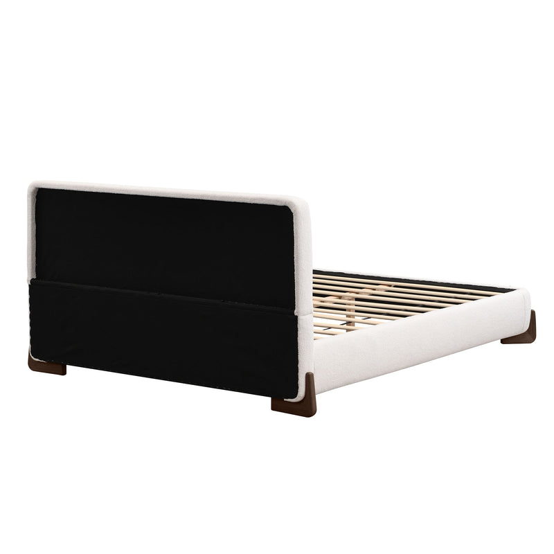 Queen Size Elegant Terry Upholstered Bed - White - R&R Furniture Gallery (Fountain Valley, CA)