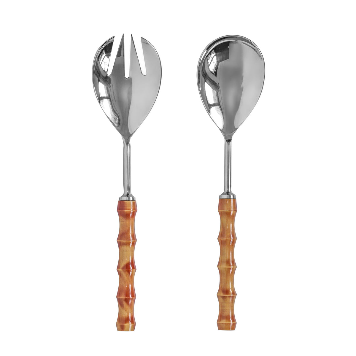Bamboozled - Stainless Steel Salad Serving Spoons (Set of 2) - Pearl Silver - R&R Furniture Gallery (Fountain Valley, CA)