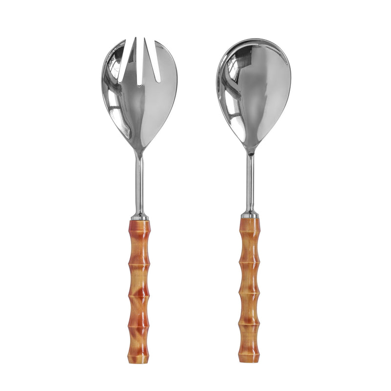 Bamboozled - Stainless Steel Salad Serving Spoons (Set of 2) - Pearl Silver - R&R Furniture Gallery (Fountain Valley, CA)