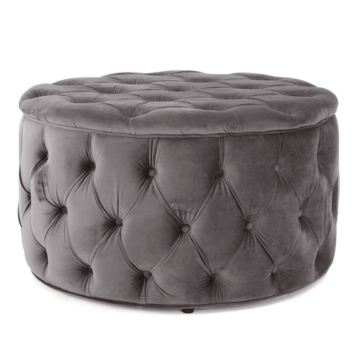 Noble House modern glam upholstered ottoman with plush fabric and sleek design, perfect as a stylish accent piece.