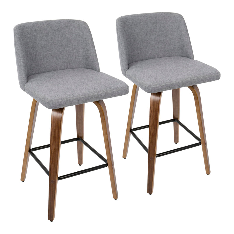 Toriano - Mid Century Modern Fixed Height Counter Stool & Square Footrest (Set of 2) - R&R Furniture Gallery (Fountain Valley, CA)