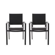 Baird - Outdoor Mesh And Aluminum Dining Chairs - Black - R&R Furniture Gallery (Fountain Valley, CA)