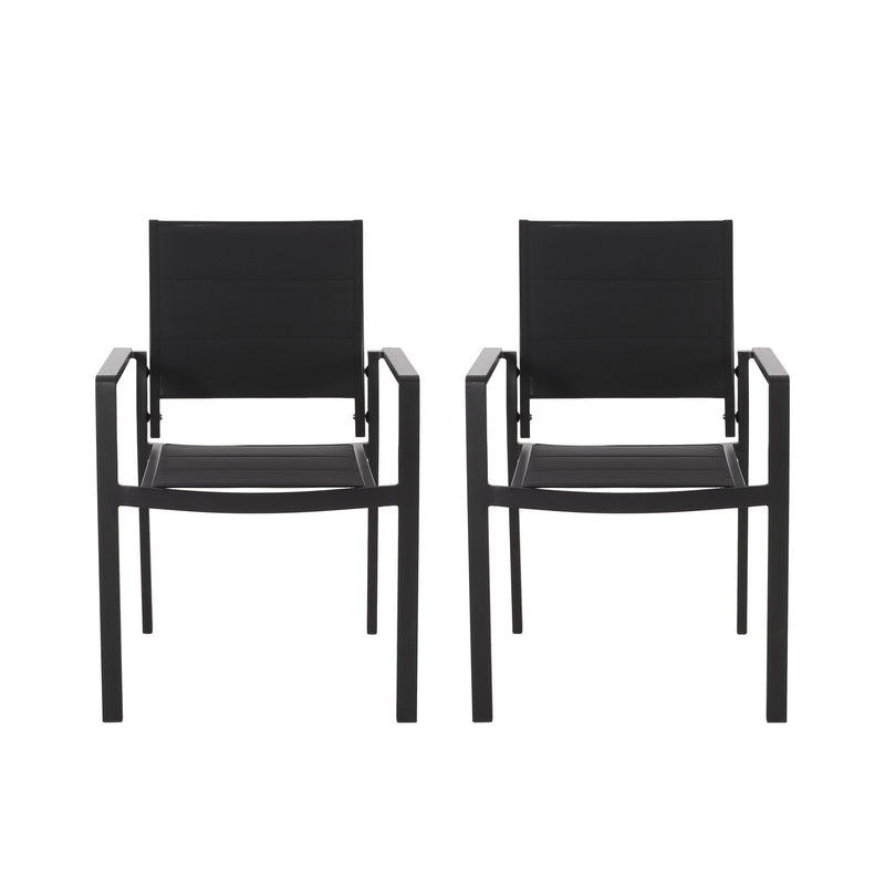Baird - Outdoor Mesh And Aluminum Dining Chairs - Black - R&R Furniture Gallery (Fountain Valley, CA)