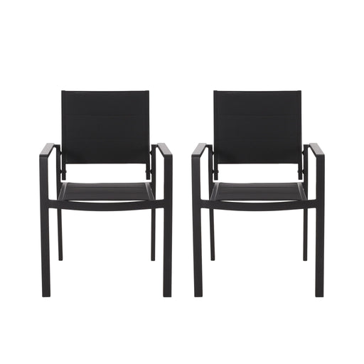 Baird - Outdoor Mesh And Aluminum Dining Chairs - Black - R&R Furniture Gallery (Fountain Valley, CA)