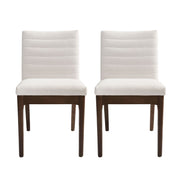 Set of two upholstered Noble House dining chairs with cushioned seats and rubber legs, showcasing elegant fabric and modern design.