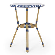 French Bistro Table Outdoor Elegance - White / Blue - R&R Furniture Gallery (Fountain Valley, CA)