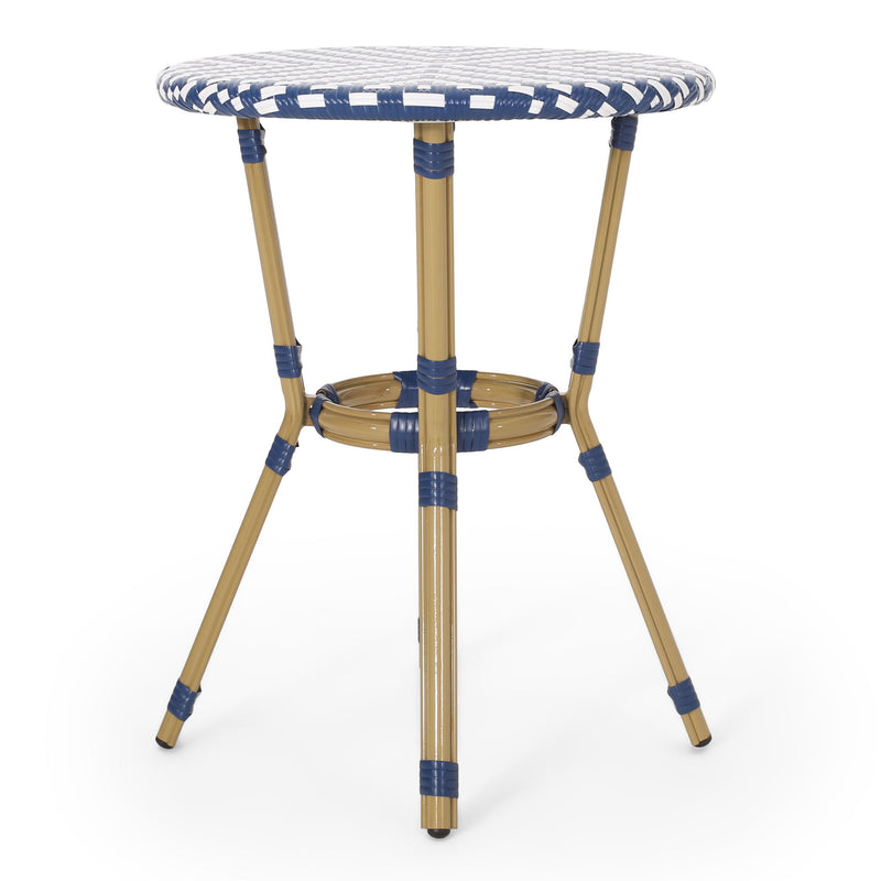 French Bistro Table Outdoor Elegance - White / Blue - R&R Furniture Gallery (Fountain Valley, CA)