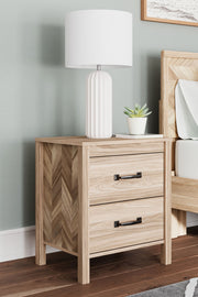 Battelle - Two Drawer Night Stand - Tan - R&R Furniture Gallery (Fountain Valley, CA)