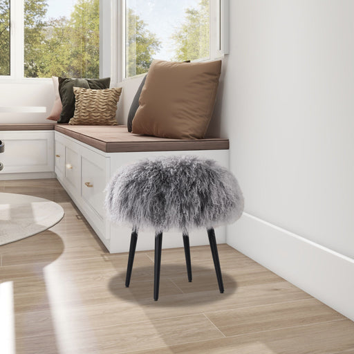 Alberta - Mongolian Sheepskin Round Ottoman - R&R Furniture Gallery (Fountain Valley, CA)