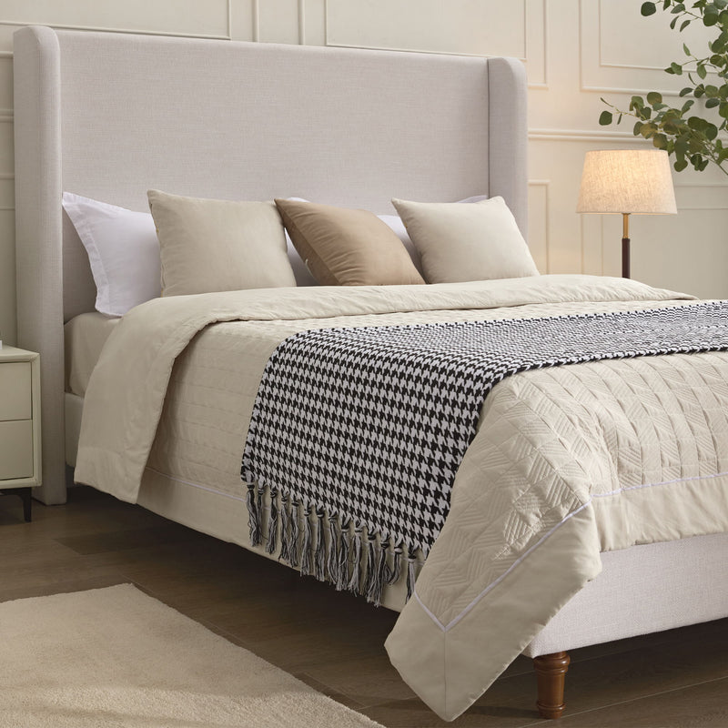 Hayden - Upholstered Wingback Bed With Tall Headboard - R&R Furniture Gallery (Fountain Valley, CA)