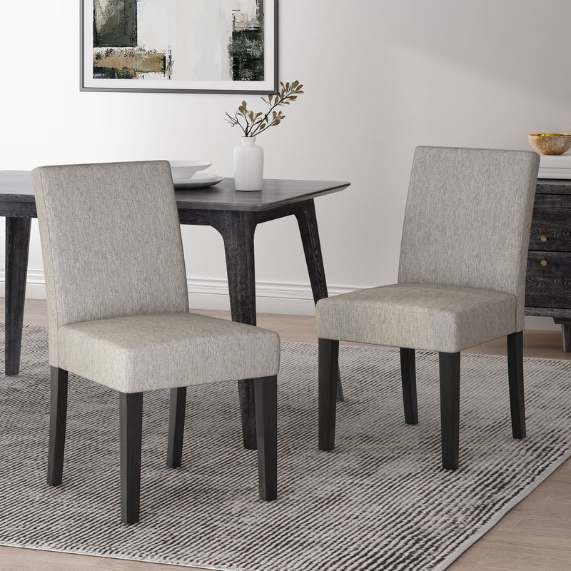 Contemporary Noble House dining chair with upholstered seat and tapered wooden legs, part of a stylish chair set.