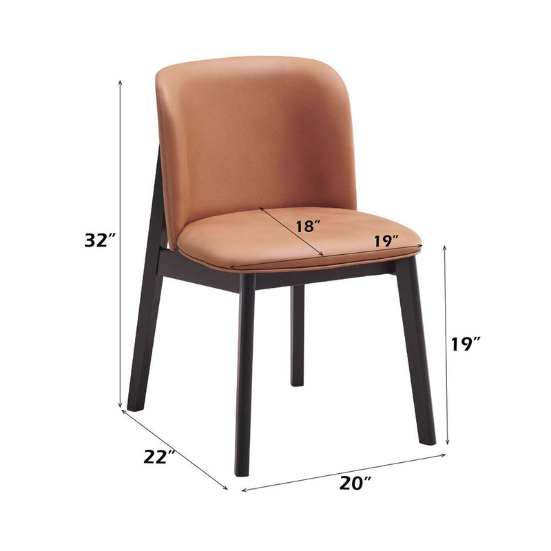 Eliora - Side Chair (Set of 2) - Camel Polish Microfiber & Black - R&R Furniture Gallery (Fountain Valley, CA)