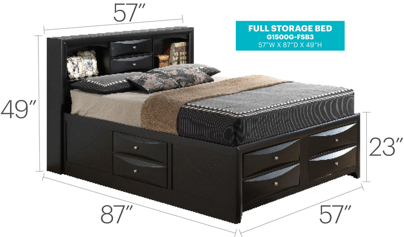 Modern Design Storage Bed With Bookcase Headboard - R&R Furniture Gallery (Fountain Valley, CA)