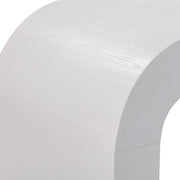 TOV Furniture Hump console table with a sleek wooden top and modern metal frame, ideal for entryways or living spaces.
