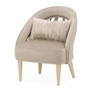 Michael Amini La Rachelle Flame Chair accent chair with elegant, flame-patterned upholstery and classic wooden legs.