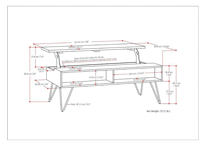 Hunter - Handcrafted Lift Top Coffee Table - R&R Furniture Gallery (Fountain Valley, CA)