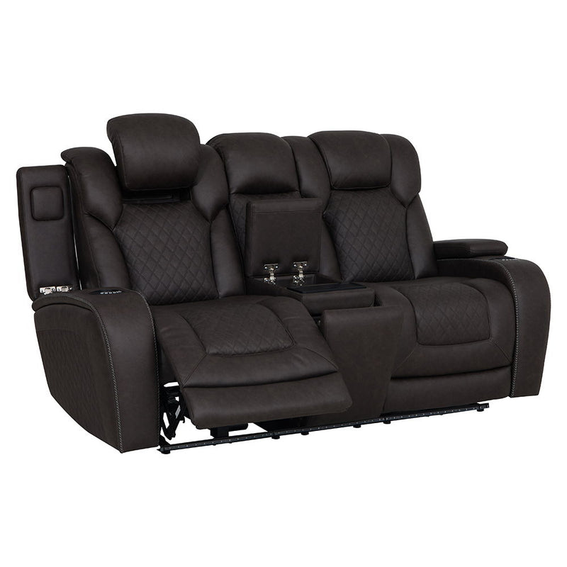 Wendell - Power Motion Loveseat With Console, Wireless Charger, Storage, USB & LED - Dark Gray - R&R Furniture Gallery (Fountain Valley, CA)