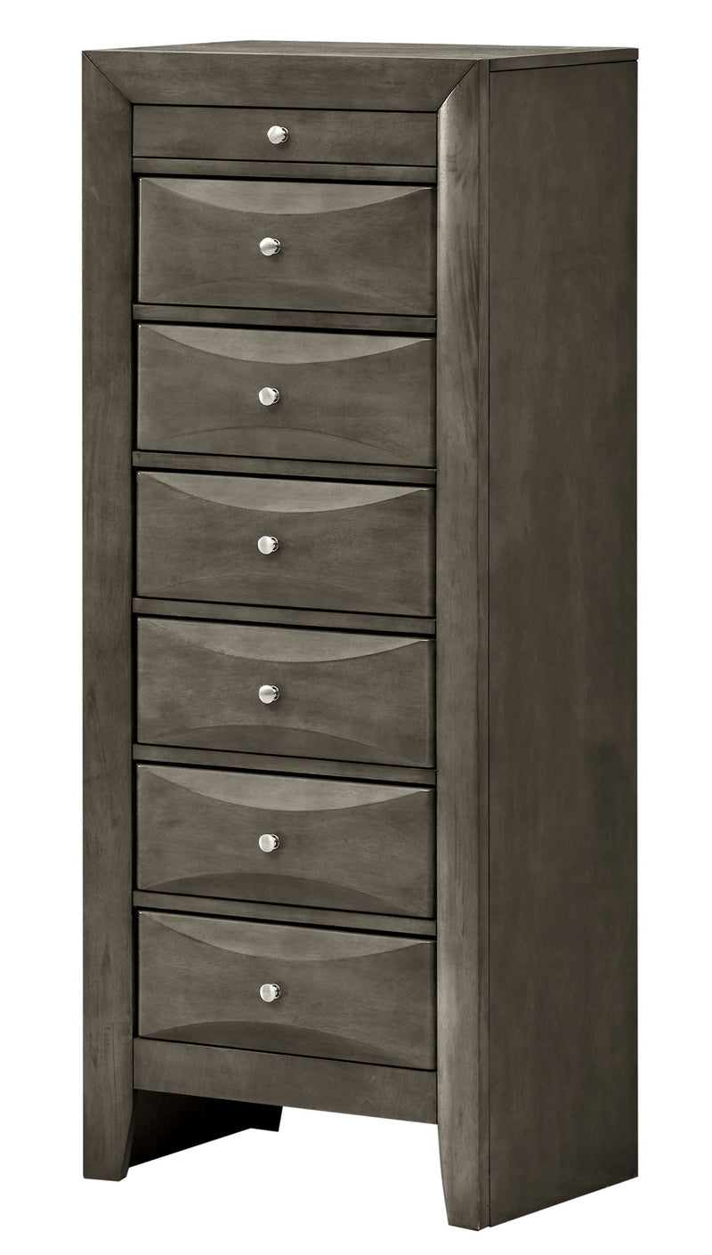 Glory Furniture Marilla 7 Drawer Lingerie Chest with wooden finish and sleek design, featuring multiple spacious drawers for storage.