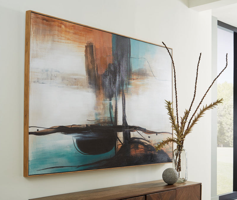 Brunonia - Wall Art - Teal / Orange / Black - R&R Furniture Gallery (Fountain Valley, CA)