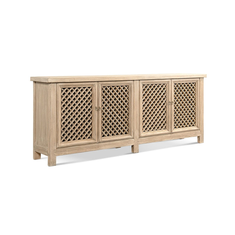 Jennifer Taylor Home Arden 4-door sideboard in natural wood finish, showcasing sleek design and spacious storage.