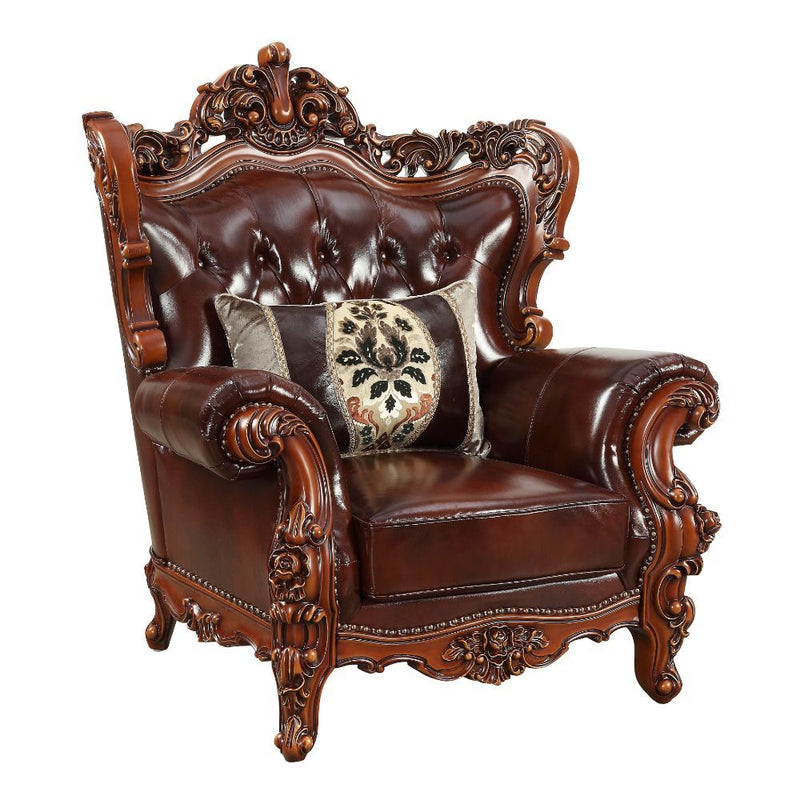 Eustoma - Chair - Cherry Top Grain Leather Match & Walnut - R&R Furniture Gallery (Fountain Valley, CA)