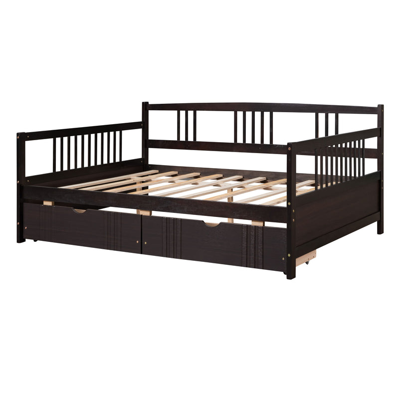 Modern Daybed from DreamHaus featuring built-in storage drawers and a sleek, contemporary design with a plush upholstered headboard.