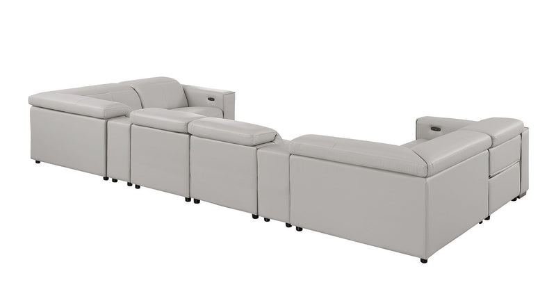 1208 - 8 Piece Modular Leather Sectional With 2 Power Recliners & Power Headrests