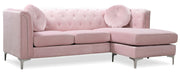 Glory Furniture Pompano Micro Suede Sofa Chaise in beige, stationary sectional with plush cushions and modern design.