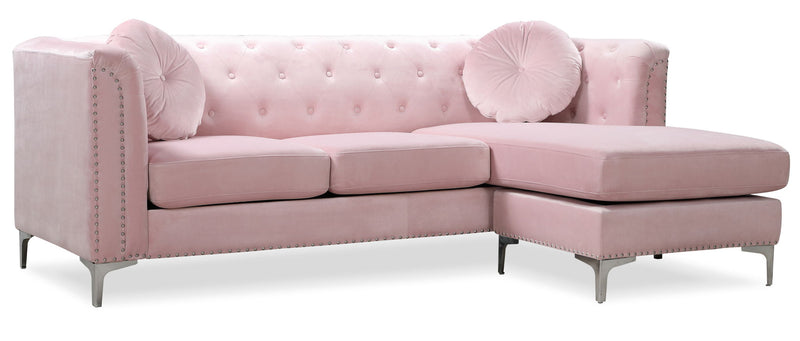 Glory Furniture Pompano Micro Suede Sofa Chaise in beige, stationary sectional with plush cushions and modern design.