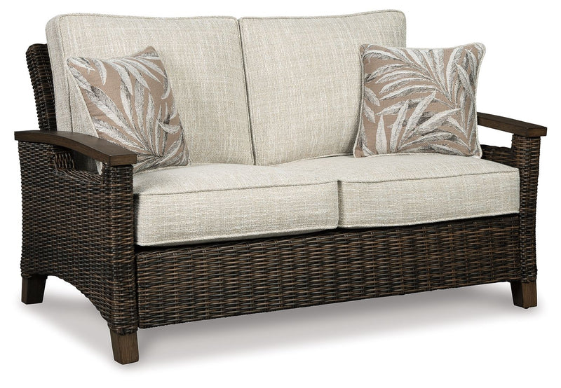 Paradise Trail - Loveseat w/Cushion - Medium Brown - R&R Furniture Gallery (Fountain Valley, CA)