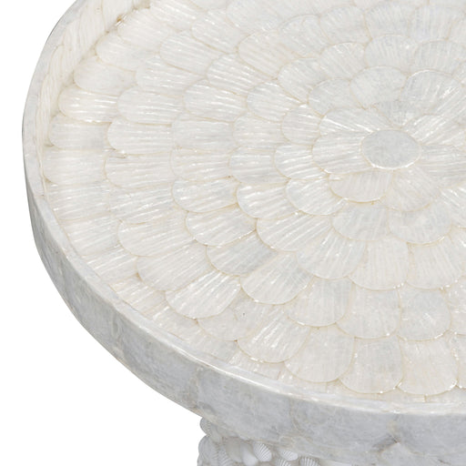 Coast - Seashell Round Side Table - Pearl White - R&R Furniture Gallery (Fountain Valley, CA)