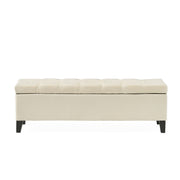 Button Tufted Diamond Stitch Storage Ottoman - Beige - R&R Furniture Gallery (Fountain Valley, CA)